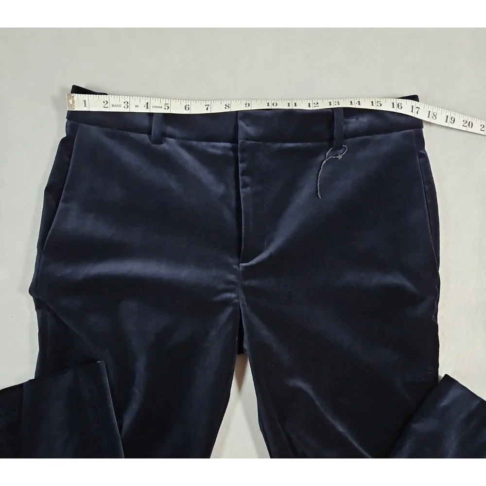 Zara Womens Black Velour High Rise Straight Leg Pants Size Large NWOT